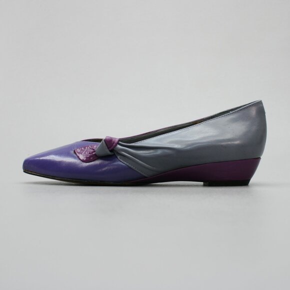 Vintage Sesto Meucci Ladies 5 Lelia Mauve Combo Purple Knot Wedge Shoes - Italy - Picture 3 of 13